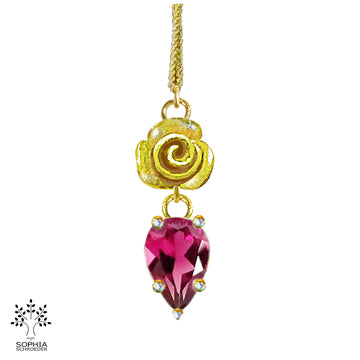 Rosebud basic Pendant with a dangling Spear of Precious Stone