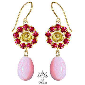 Rosebud Halo Earring with a DanglingFreshwater Pearl