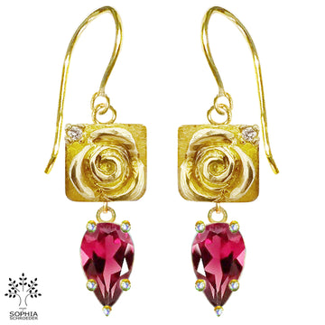 Rosebud Treasure Ear hooks with Dangling Spear