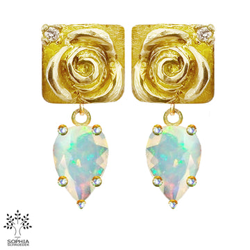 Rosebud Treasure Ear Pin with dangling faceted Spear