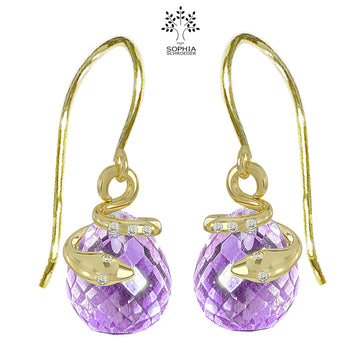 Temptress earring with dangling microfacet precious stone