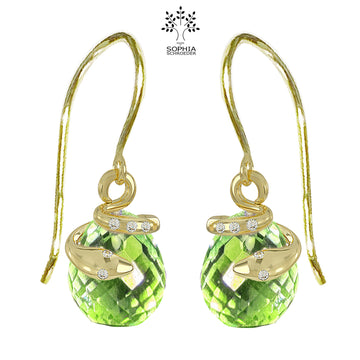 Temptress earring with dangling microfacet precious stone