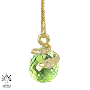 Temptress pendant with dangling microfacet precious stone
